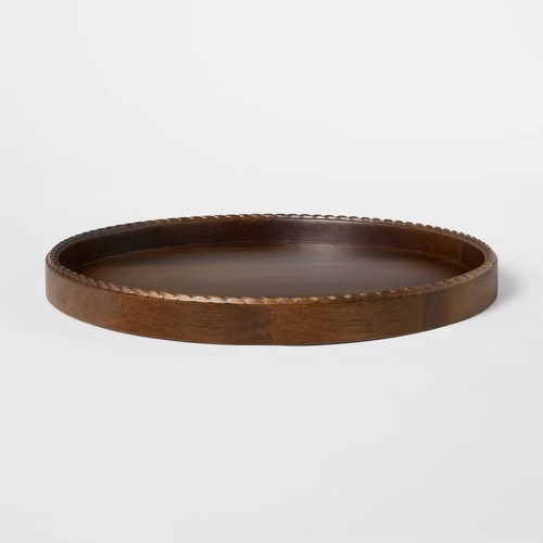 Braided edge wood tray - braided,